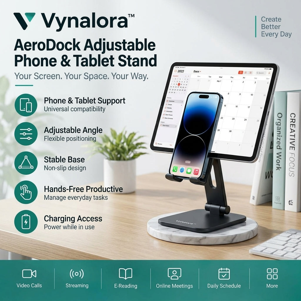 Vynalora™ AeroDock Adjustable Phone & Tablet Stand