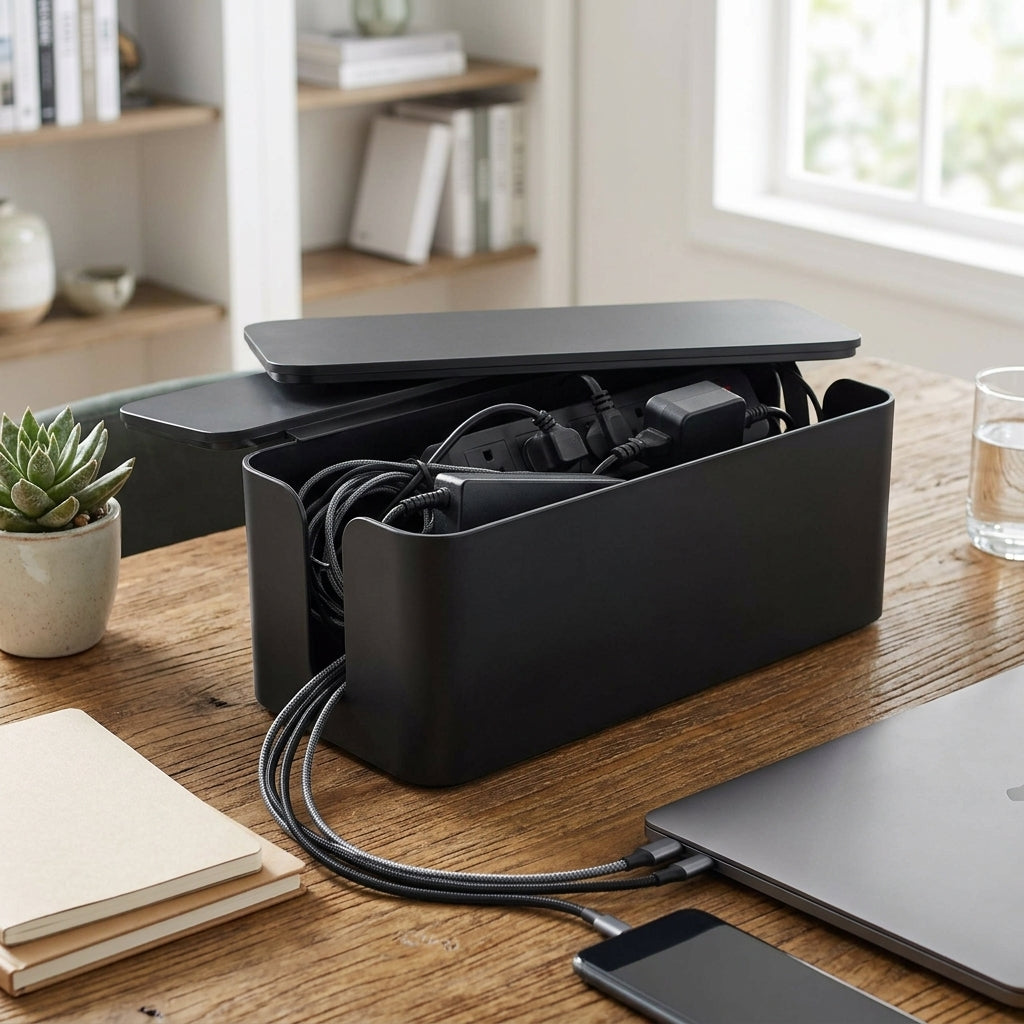 Vynalora™ DeskNest Wireless Cable Management Box