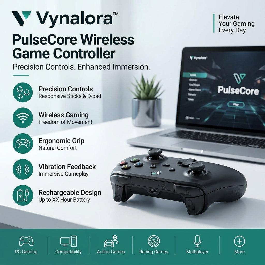Vynalora™ PulseCore Wireless Game Controller