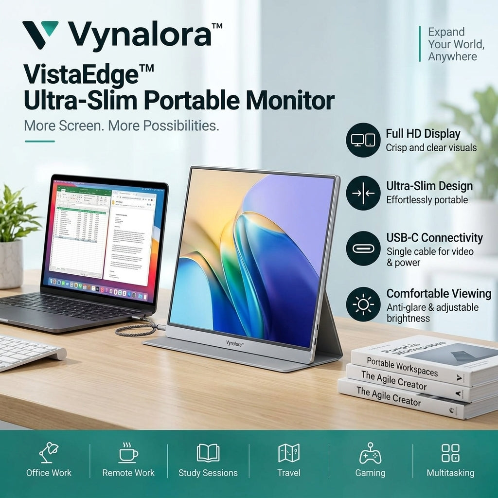 Vynalora™ VistaEdge Ultra-Slim Portable Monitor